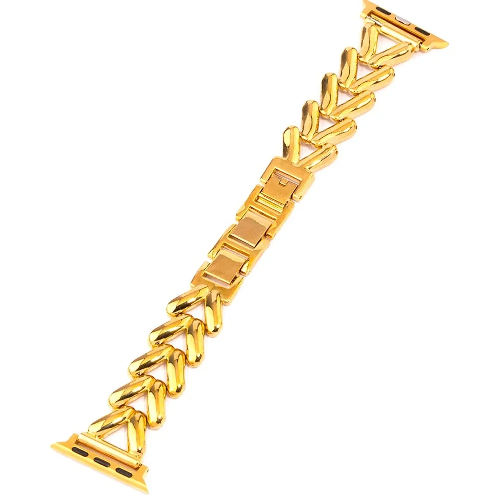 Apple watch strap 42mm 44mm 45mm cuban yellow gold stainless PVD plated iwatch